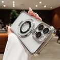 thumbnail image 2 of TECH CIRCLE For iPhone 15 Pro Max Magnetic Clear Case Compatible with MagSafe,Luxury Plating Slim Stand Anti-Scratch Shockproof Protective Women Girl Cover for Apple iPhone 15 Pro Max 6.7,Silver, 2 of 7