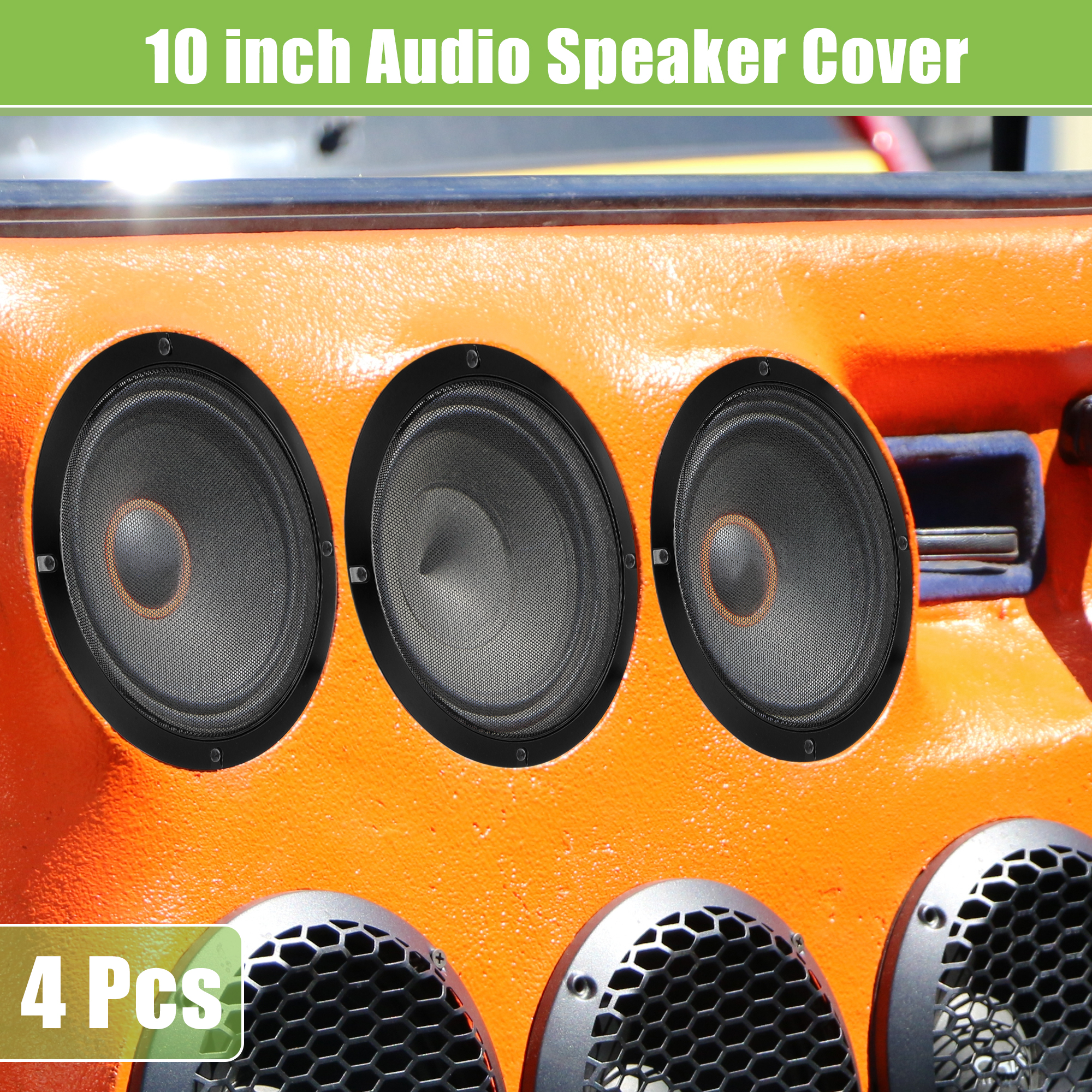 Unique Bargains Speaker Grills Cover Audio Subwoofer Protector Case Gloss Black 10"