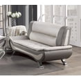 thumbnail image 4 of Modern Contemporary Living Room 3pc Sofa Set Sofa Loveseat Chair Beige Gray PU Luxury Furniture, 4 of 7