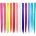thumbnail image 1 of Clip de extensión de cabello de colores, pieza de cabello liso colorido, peluca para niños y niñas, Clip destacado, 12 Uds., 1 of 6