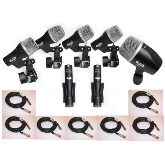 CAD STAGE7 Audio 7-Piece Drum Microphone Pack, Case, (7) FREE XLR 20' Mic Cables, STAGE7 PRO20M