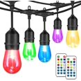thumbnail image 1 of Mlambert 48FT Outdoor Patio Lights Waterproof Dimmable with Remote, RGB Cafe LED String Light with 15 Shatterproof Bulbs for Bistro Party-Black 1 Pack, 1 of 9