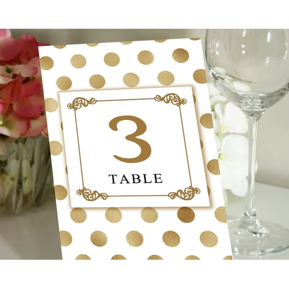 Darling Souvenir Double Sided Print Polka Dot Table Numbers Wedding Reception Decorative Table Place Cards-5" x 7" (1 to 20)