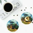 thumbnail image 4 of Vsdgher Green Tractor Field Leather Coasters for Drinks, Durable Drink Coasters 4 Set for Tabletop Protection, Luxurious Home Décor and Housewarming Gift-Round Shape, 4 of 6