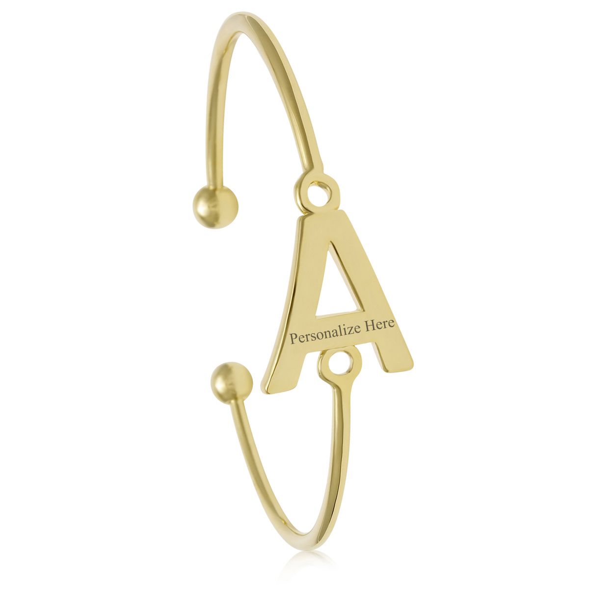 SuperJeweler "A" Initial Bangle Bracelet In Yellow Gold For Women
