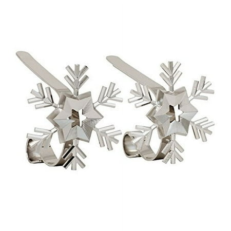 Product photo of The Original MantleClip Stocking Holders with Removable ZINC ALLOY Holiday Icons (2-pack Snowflake Silver) in New/Like New condition