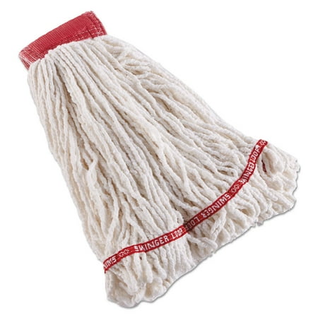 Swinger Loop Shrinkless Mop Heads, Cotton/synthetic, White, Large,