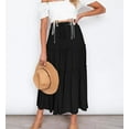 thumbnail image 3 of Womens Boho Maxi Skirt Elastic High Waist A-Line Pleated Ruffle Flowy Long Skirts, 3 of 6