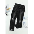thumbnail image 4 of ABPHQTO Vaqueros lavados slim fit negros rotos de mujer, 4 of 5
