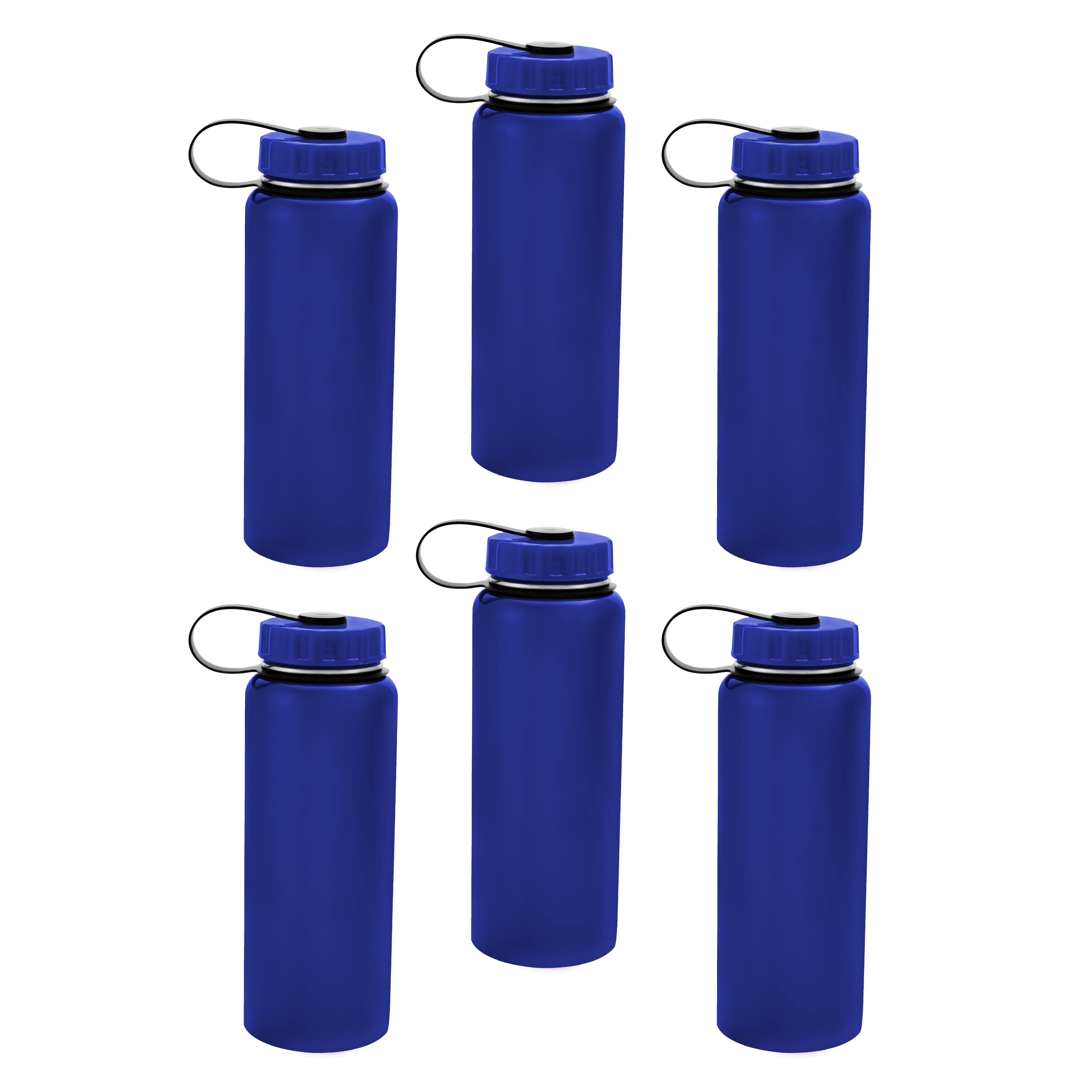 ThermoFlask 40 oz Tritan Plastic Spout Water Bottle, 2 Pack, Pink, Blue 