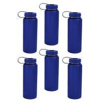 Stainless Steel Sports Bottles with Lids 34 oz. Set of 6, Bulk Pack - BPA Free, Great for Gym, Hiking, Picnic or School - Blue