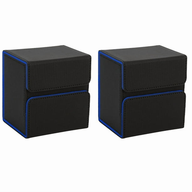 Caja de Almacenamiento Portátil de Juegos de Mesa, Protector de Tarjeta, Caja de Almacenamiento de Gran Capacidad Negro + Azul