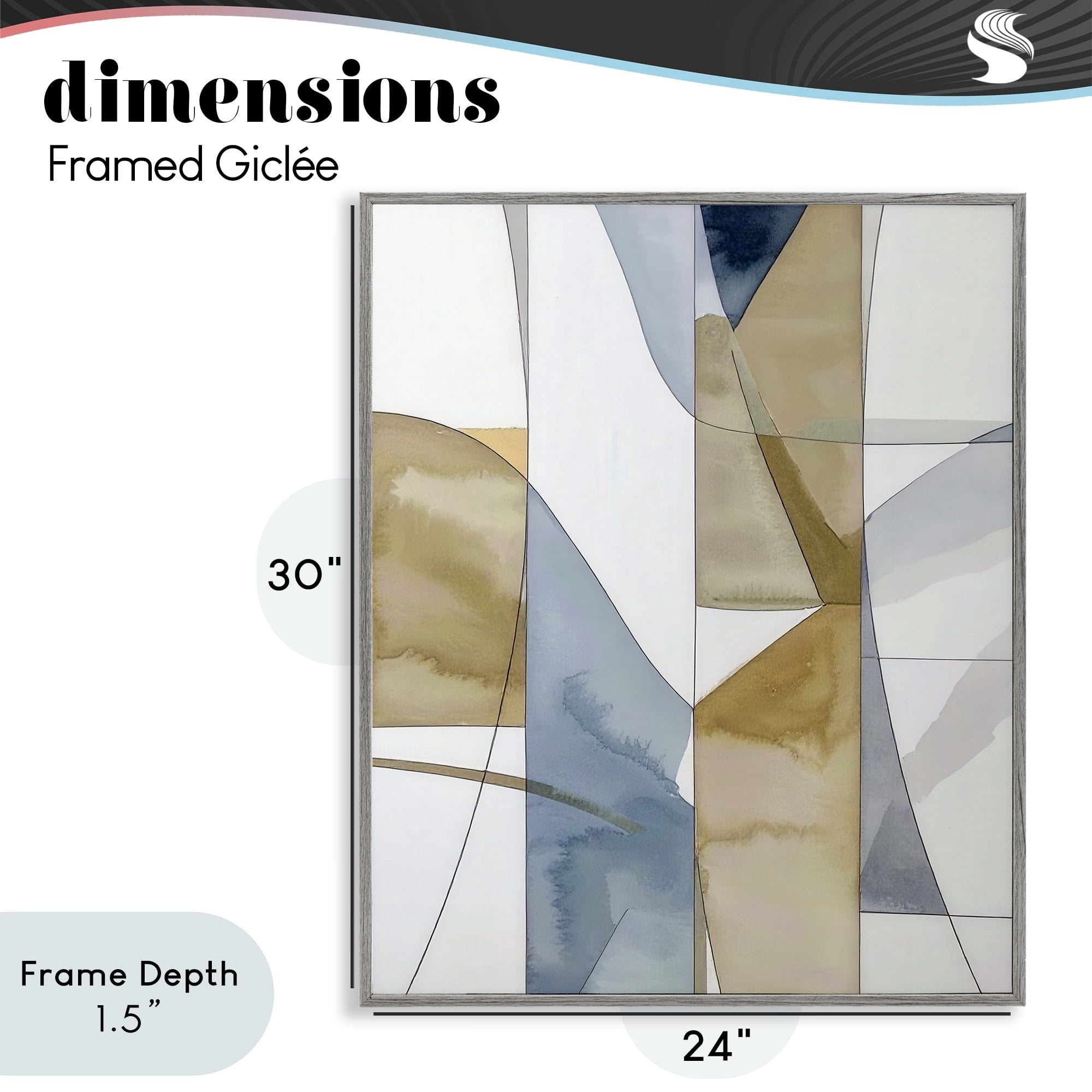 Stupell Industries Geographic Abstract Sections Gray Framed Giclee Art, design by Alonza Saunders