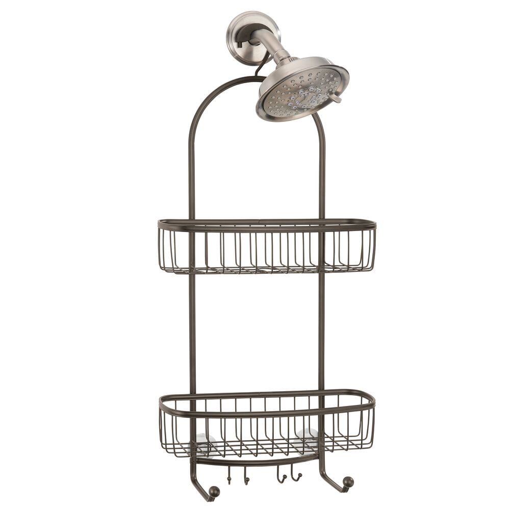 mDesign Large Metal Bathroom Tub/Shower Caddy, Hanging Storage Organizer, Bronze