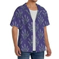 thumbnail image 4 of Vsdgher Lavender Flowers Print Men's Wrinkle Free Untucked Cuban Shirt Business Casual Button Down Shirts Short Sleeve Shirt, 4 of 7