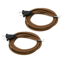Uxcell 6Ft 18/2 Cloth Covered Lamp Cord with Plug, 2 Pcs Vintage Electrical Lamp Cord with Stripped Ends for Extension Wiring DIY Repairing, Brown