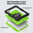 thumbnail image 2 of 3 Layer Multi-Functional Case for iPad Pro 13 2024, for Kids Heavy Duty Protective Case with Screen Protector & Stylus Holder & 360 Rotating Stand and Hand/Shoulder Strap Cover - Green+Black, 2 of 9