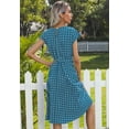 thumbnail image 4 of Womens Summer Dresses Cap Sleeve Polka Dot Falten Midi Dress 2024 Fashion O Neck Casual Fit Tiered Boho Beach Vacation Sundress (Blue,Large), 4 of 6