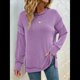 thumbnail image 5 of Sudaderas Holgadas de Larga para Mujer, de Canalé, con Abertura Lateral y Dobladillo Alto y Bajo, para Otoño Púrpura XL, 5 of 7