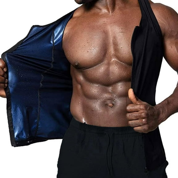 Lilvigor Sauna Suit Sweat Waist Trainer Vest for Men Sweat Workout Compression Tank Top Shaper with Zipper for Gym Sports