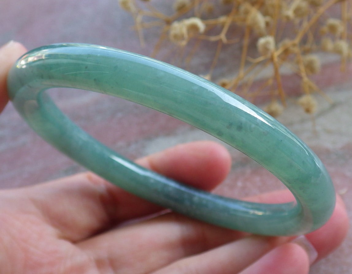 Icy Green Natural A JADE Jadeite Circle Bangle Bracelet 57 mm 683871 TN