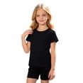 thumbnail image 3 of Gyexs 2T Girls Summer Clothes 2 Piece Matching Short Sets School Short Sleeve Shirt and Shorts Outfit Black 2-3 Years, 3 of 5