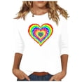 thumbnail image 1 of Birdeem Mode pour Femmes Manches Trois Quarts Rétro Col Rond de Noël Imprimé Hauts Amples Blouse Manches Trois Quarts, 1 of 1