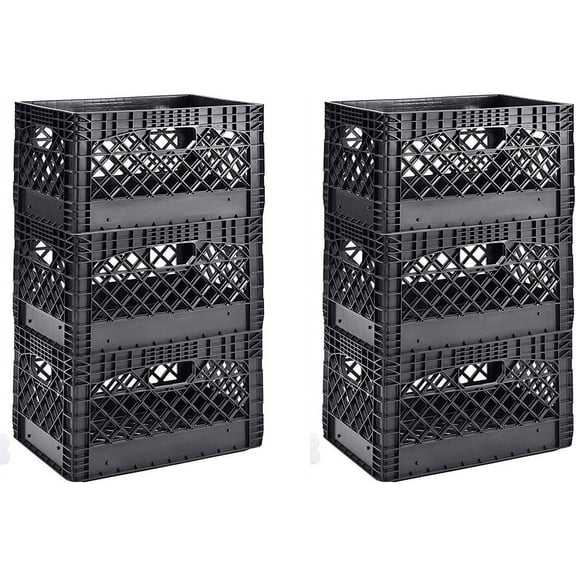 quart  black Heavy Duty Rectangular Stackable Dairy Milk Crates , Height,  width