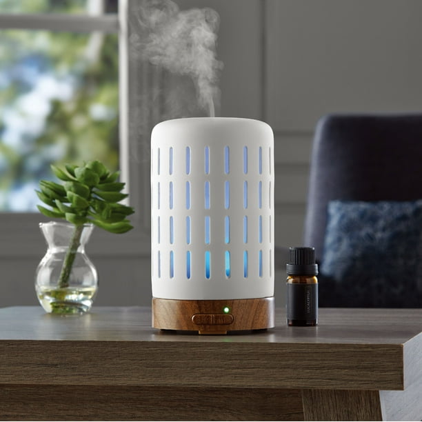 Mainstays Essential Oil Diffuser With Wood Base Walmart Com