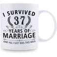 thumbnail image 2 of 37th Wedding Anniversary Mugs for Couple Husband Wife - I Survived 37 Years of Marriage and All I Got Was This Mug - 37 Year Anniversary 11 oz Coffee Mug for Him Her, 2 of 7
