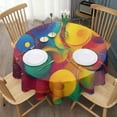 thumbnail image 3 of Colorful Circular Pattern Round Tablecloth 60"x60",Wrinkle Wipeable Table Cloth for Kitchen Dining Room Picnic Patio Party, 3 of 6
