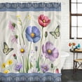 thumbnail image 2 of Blue Wildflowers Shower Curtain, Waterproof Shower Curtains for Bathroom, Farmhouse Country Spring Butterfly Floral Washable Fabric Bathtub Curtain Set Bath Decor with 12 Hooks 48"x72", 2 of 8
