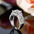 thumbnail image 5 of Oryn Jewelry Princess Cut 1.9 Ct Cushion Style Band - 14K White Gold Plated 3 Stone Moissanite Ring - Vintage Split Shank Engagement Jewelry, 5 of 6