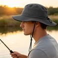 thumbnail image 2 of Awwp Unisex Sun Hat Wide Brim Fishing Adjustable Lightweight Hat Beach Bucket Hat for Outdoor Golf Hiking Gardening Grey, 2 of 8