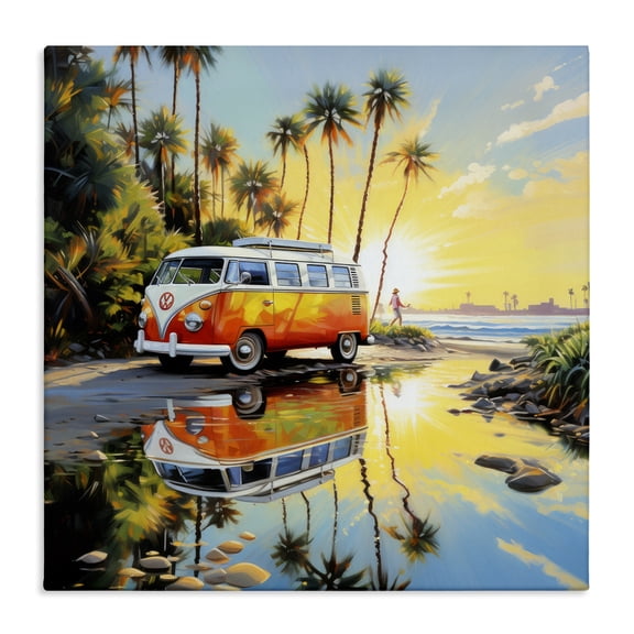 Stupell Industries Coastal Tropical Summer Van Canvas Art, 17 x 17, by Ray Powers