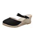 thumbnail image 1 of Sandales Espadrilles à Talon Compensé pour Femmes, Bride à la Cheville à Boucle, Sandales Plateforme Décontractées d'Été, Chaussures pour Femmes à Bout Fermé, Compensées Rétro, 1 of 9