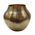 thumbnail image 3 of 13.5x13.5x11.5" Aluminum Chisel Flower Vase, Gold, 3 of 6