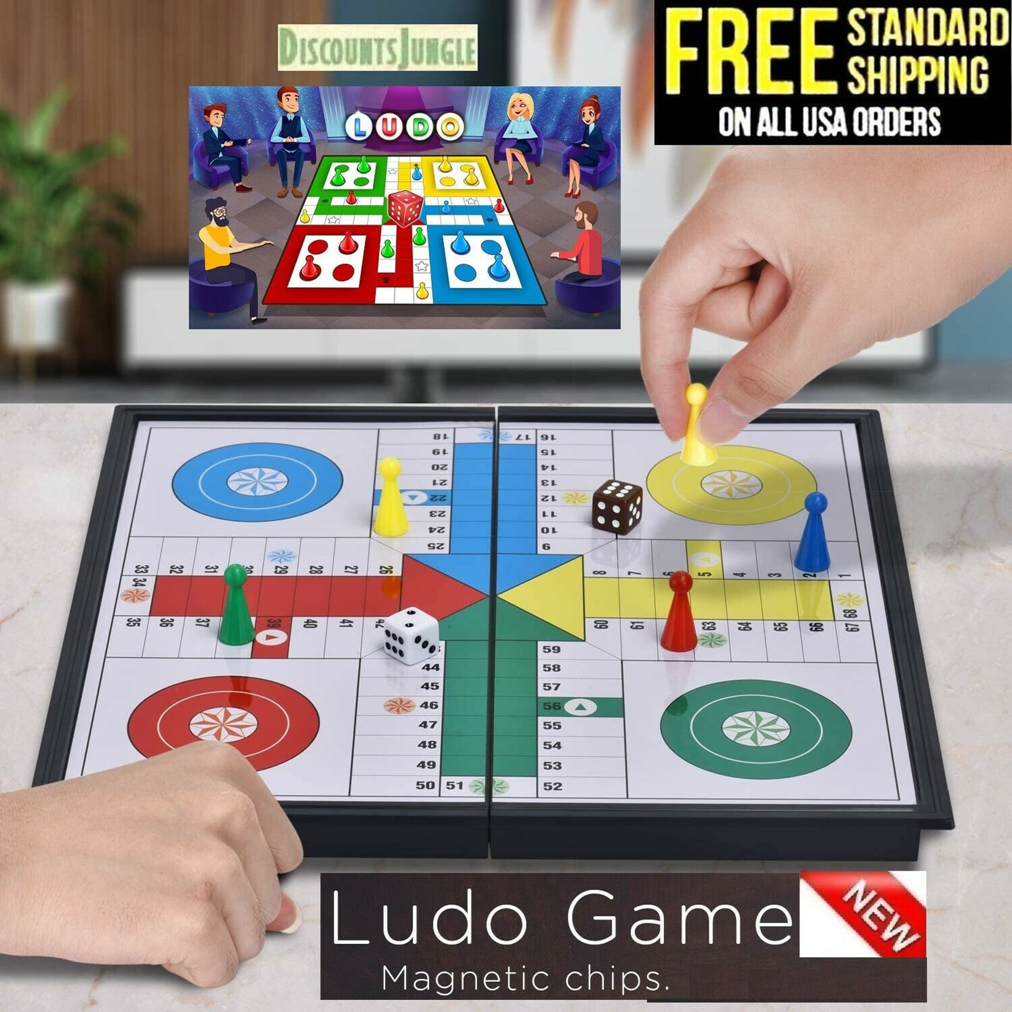 KIDAMI Ludo Magnetic Board Game Set, Folding and Light-Weight for Carrying,  Gift for All Age (10 X 10 inches)
