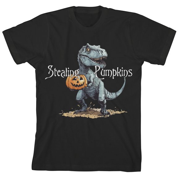 Stealing Pumpkins Youth Black Crew Neck Short Sleeve T-shirt-XXL