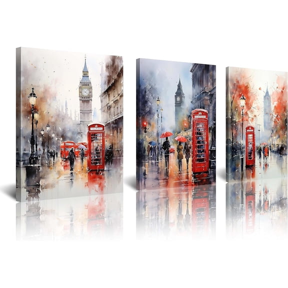 FCCUYE 3 Pcs Black and White Canvas Wall Art for Living Room Bedroom Bathroom Girls Dark Blue Paris Theme Room Decor Oil Painting Print Umbrella Tower Eiffel Painting for Wall Decor (12X12inchX3pcs,