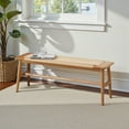 thumbnail image 3 of Tcbosik Solid Wood Bench, 31.5 inch Farmhouse Entryway Bench for Living Room, Dining Room, Hallway, Easy Assembly, Oak, 3 of 9