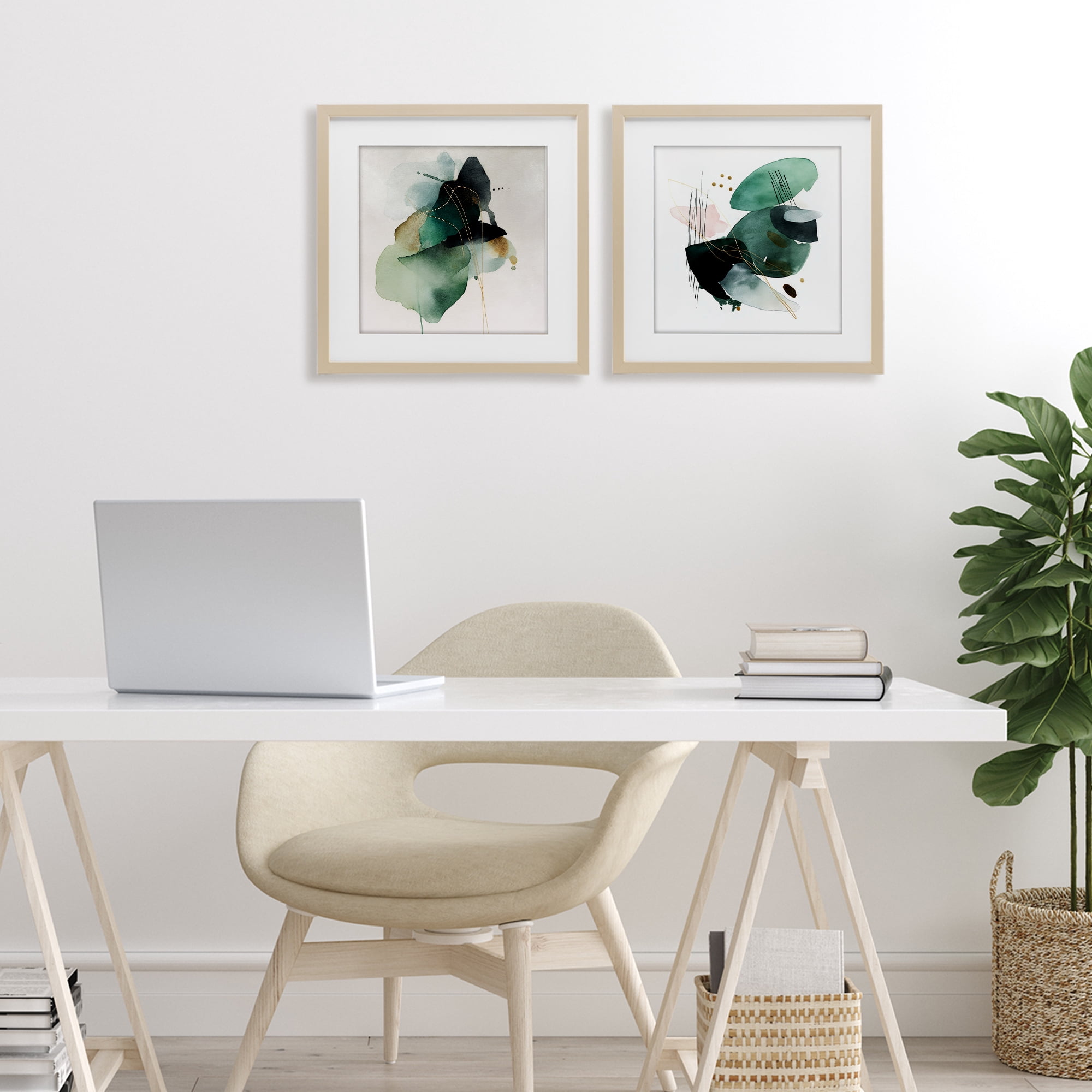 Stupell Industries Fluid Abstract Harmonies 2 Piece Birch Framed Print Under Glass Set, design by Svetlana Aleynikova