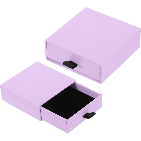 2Pcs Cardboard Jewelry Gift Boxes, 3.5 x 3.5 Inch Jewelry Display Boxes Bulk Sponge Filled Small Jewelry Boxes for Bracelets Earrings Necklaces Jewelry Gift (Light Purple)
