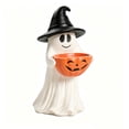 thumbnail image 2 of Outdoor Ghost Figurine with Pumpkin Candy Bowl, Halloween Decorations with a Witch Hat & Pumpkin Candy Bowl, 9.8in Pumpkin Treat Holder for Candy Cookies Snacks Trick or Treat Table Decor, F, 2 of 7