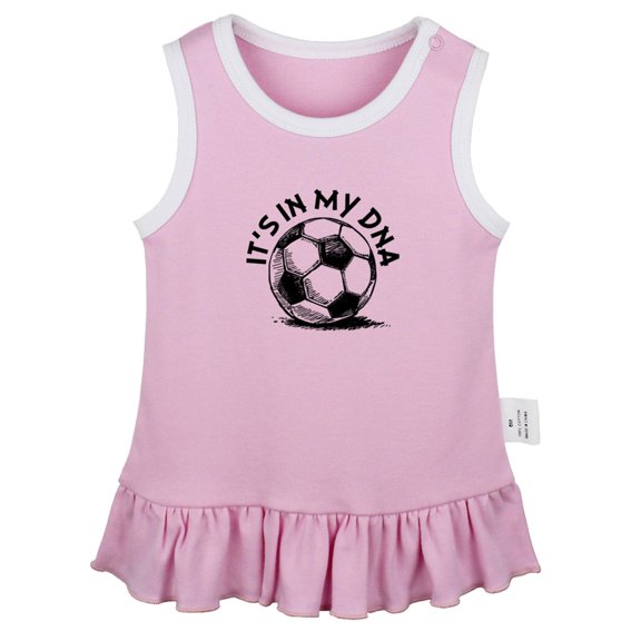 Football It's In My DNA Funny Dresses For Baby, Newborn Babies Skirts, Infant Princess Dress, 0-24M Kids Graphic Clothes (Pink Sleeveless Dresses, 0-6 Months)