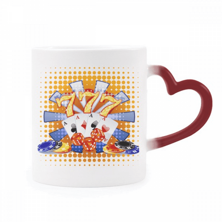 

Casino Dice Chips Poker Illustration Heat Sensitive Mug Red Color Changing Stoneware Cup