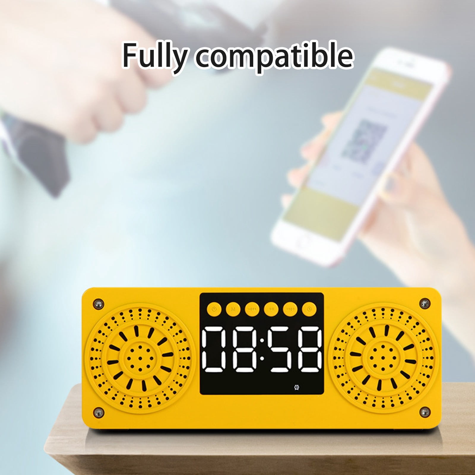 maho A10 Wooden Clock Multi-function Bluetooth Audio U Disk Card Gift Gift Mobile Phone Computer Speaker Bluetooth Speaker for Gift, Shower, Party, Home, Travel