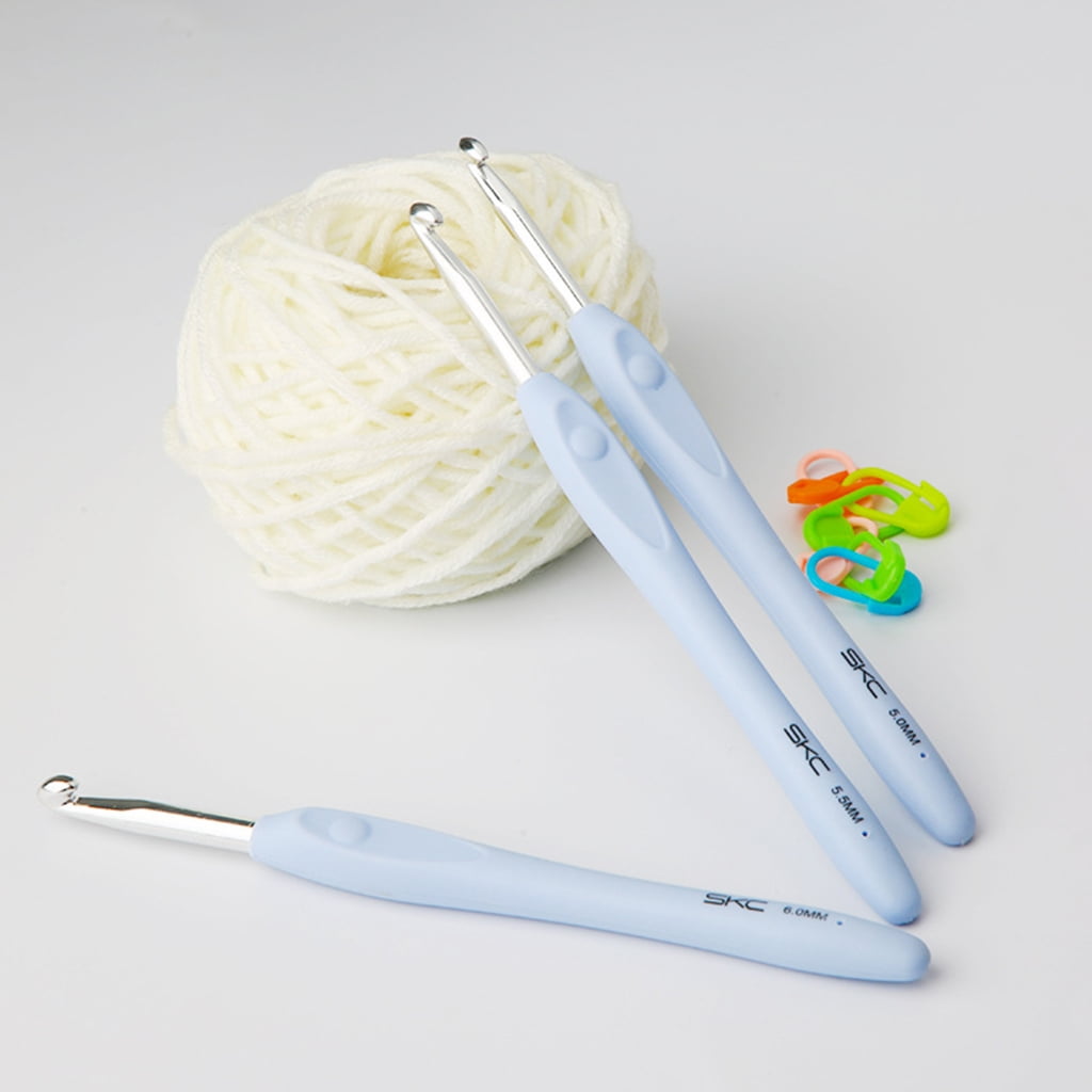 Geemin 10Pieces Crochet Hooks Set for Beginners Aluminum Crochet Needles 1.5MM-6MM Size Rubber Handle Knitting Hooks for Mom