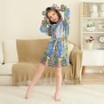 thumbnail image 3 of FORMRS Niños Bathrobe Unisex Hooded Robe Soft Plush Pajamas Sleepwear, Size 2-3T, Pink Floral Window, 3 of 7