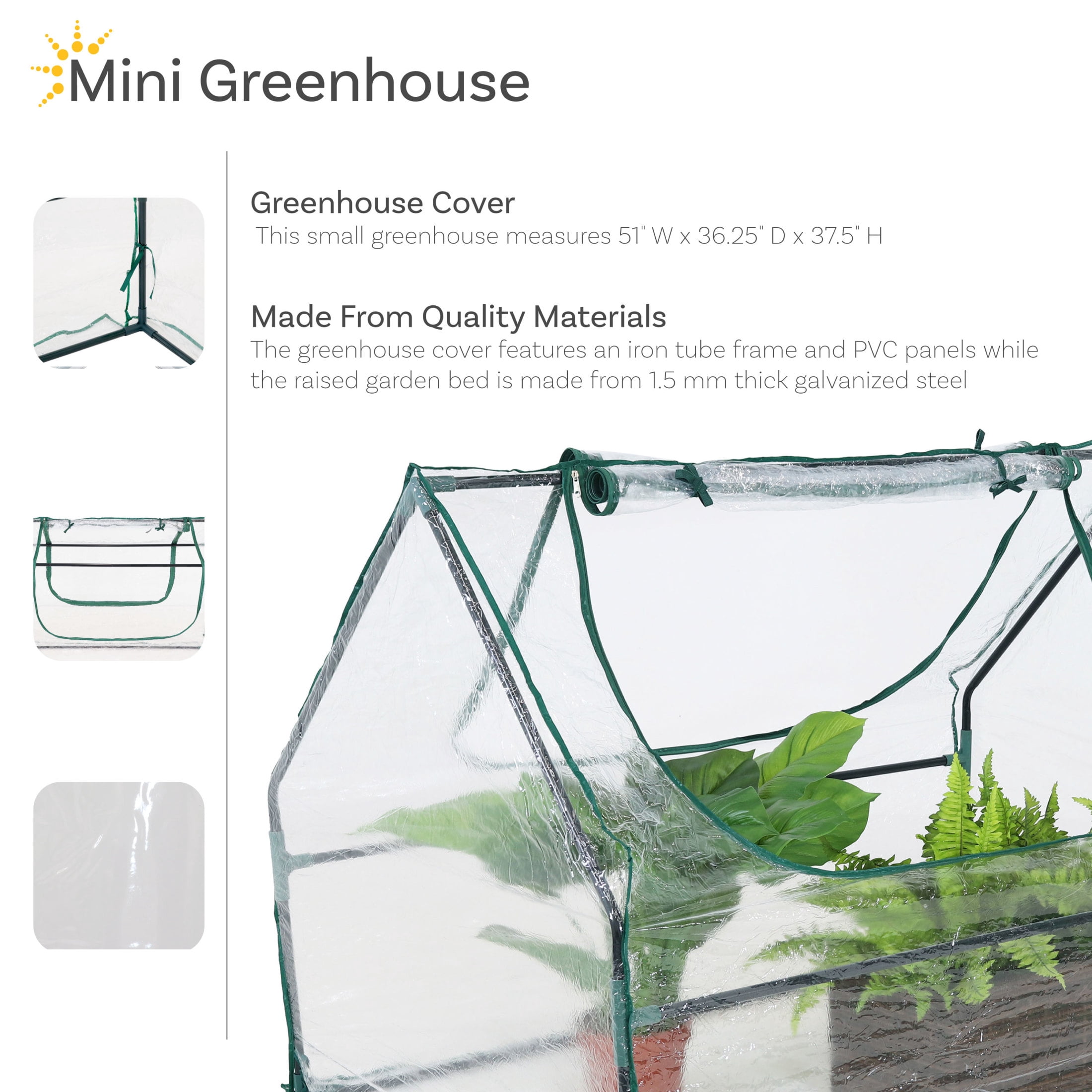 Sunnydaze 4' x 3' x 3' Outdoor Portable Mini Greenhouse, Clear Cover